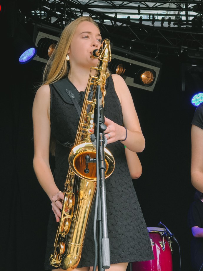 girl playing saxaphone