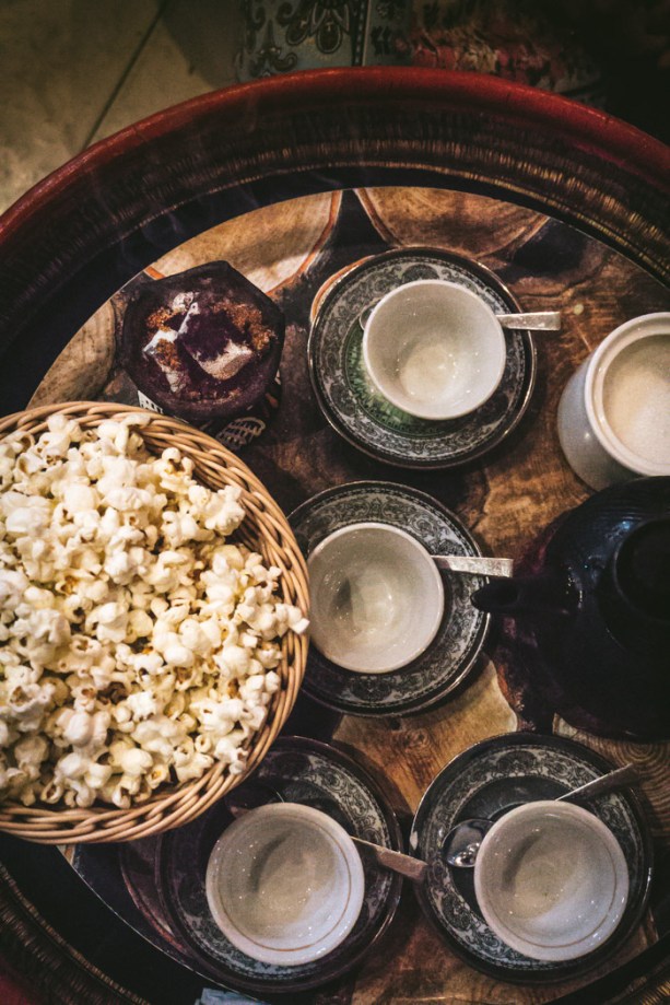Coffee, popcorn and incense at an Ethiopian coffee ritual