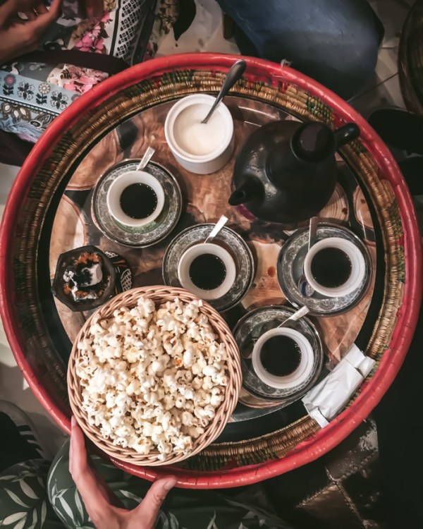 Coffee, popcorn and incense at an Ethiopian coffee ritual