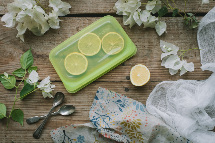 a green plastic free container
