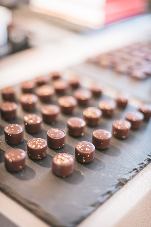 a slate full of chocolates