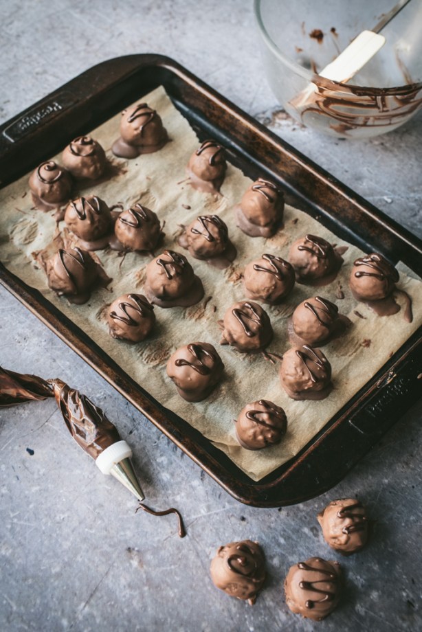 Tim Tam Truffles on a baking tray