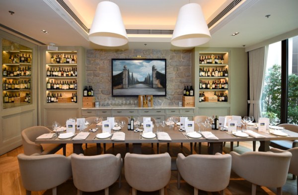 A long table and chairs at Il Borro restaurant