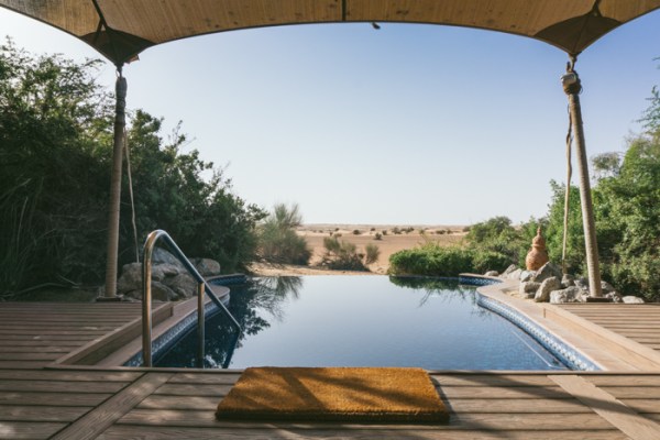 infinity pool overlooking the desert