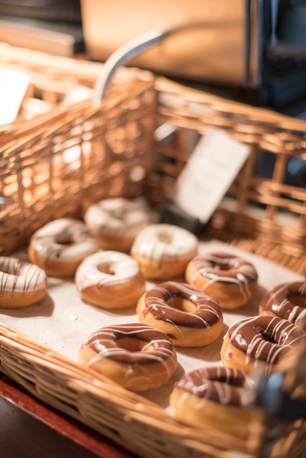 doughnuts on a breakfast buffet