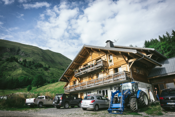 Alpine farmhouse in farm yard
