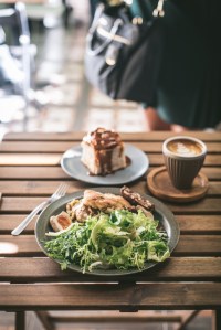 coffee and food on a table