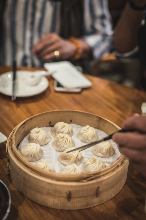 chopsticks picking up dumplings