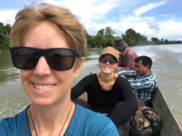 Jane on a boat