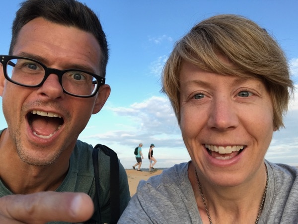 Stephen and Jane of My Five Acres on a beach