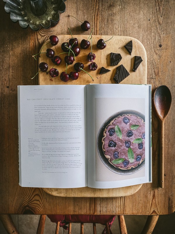 herb cookbook with cherries and chocolate