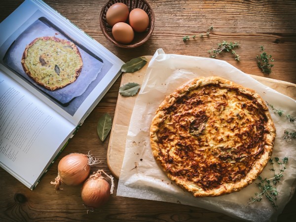 Herb cookbook and thyme and leek tart